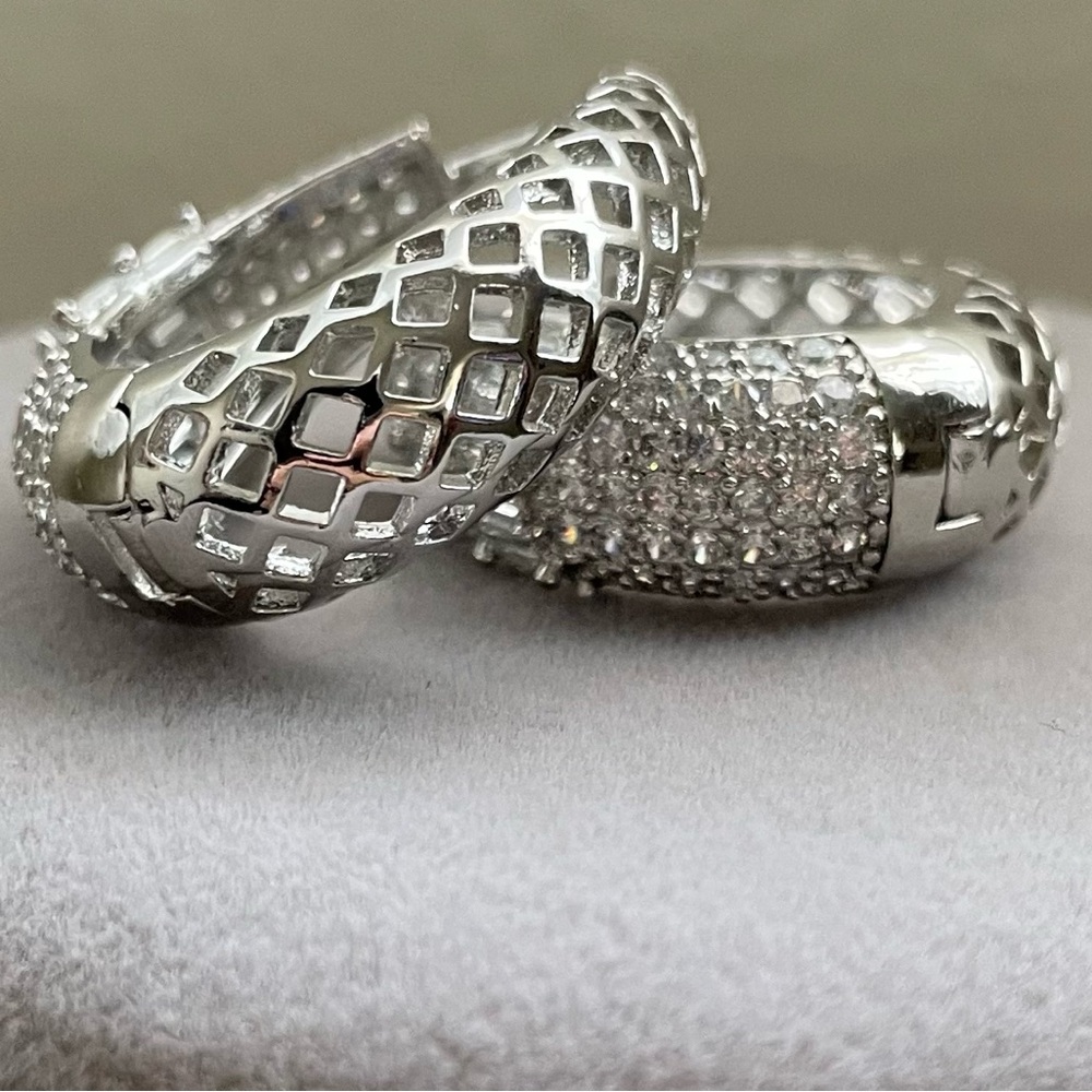 Gorgeous Stainless Steel Silver Tone Earrings, NWOT! - Picture 3 of 4